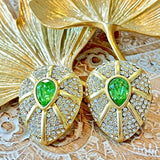 Victoria Gold Plated Crystal Earring Silver Post Green/Gold VIRA