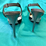 Rhinestone Crystal Buckle BLACK Slingback Pumps Dress shoes US8